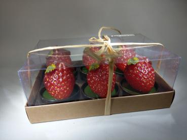 Teelichter Erdbeere 1x6