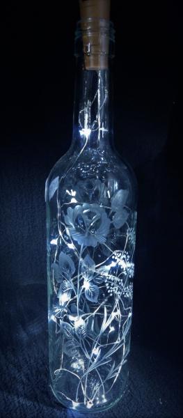 Flasche mit LED- Rosen